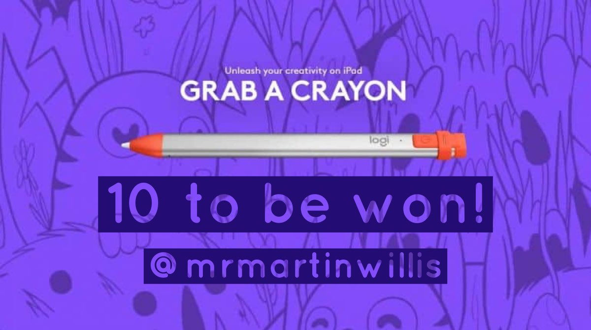 mrmartinwillis's tweet photo. So this is exciting!
2 weeks into term and the @LogitechG Crayon is already transforming our classrooms. I’ve been given a promo code to give away worth 10 crayons! 
TO WIN: Simply follow me on Twitter and Retweet this tweet! #AppleEduChat #EveryoneCanCreate #ADE2019 https://t.co/QHUST9iO4E
