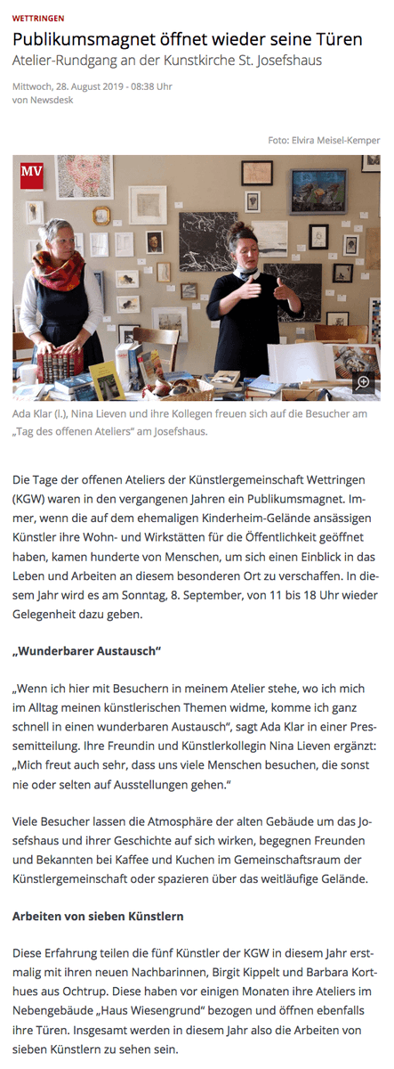 alexanderklar's tweet photo. Ich lade Euch hiermit herzlich zum morgigen Rundgang durch unsere Ateliers in und an der Kunstkirche in Wettringen ein. https://t.co/BysaS3hPX5 https://t.co/yWNOSHPTtn