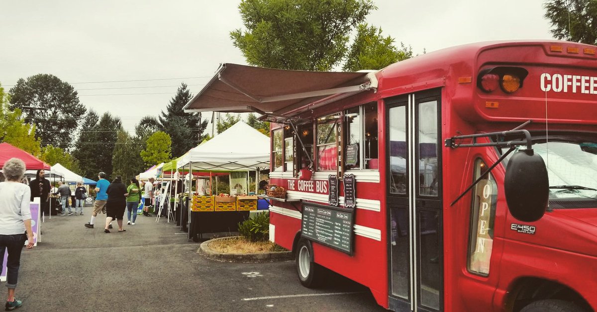 Come down to @happyvalleyfarmersmarket and grab one of our specialty espresso drinks!! Here till 2pm! 
.
.
.
#happyvalleyfarmersmarket #thecoffeebusladies #thecoffeebus #PDX #travelingcafe #coffee