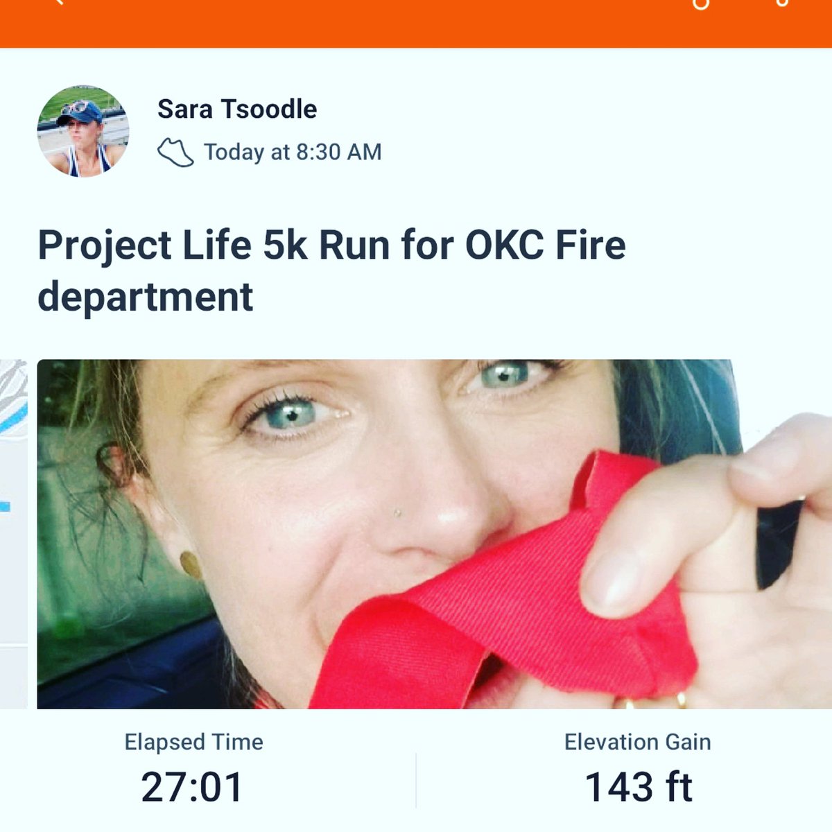 sarasipscoffee's tweet photo. I hustled so hard to my kids soccer game as soon as I finished the annual @OKCFD #projectlife5k that I didn't even know I placed 2nd in my age group! Woohoo!  Its easier to place now that I'm old. https://t.co/Bld6N8Lb1S