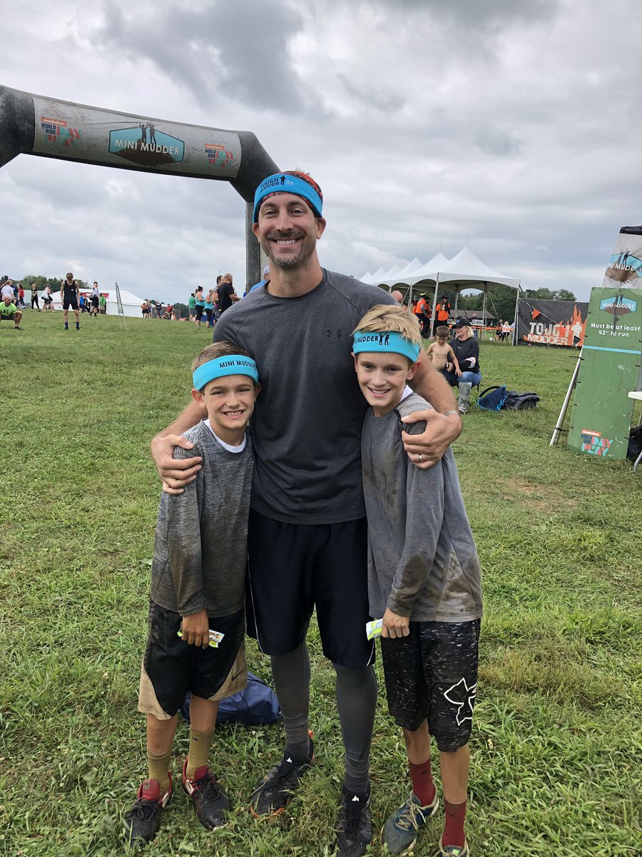 MattBradic's tweet photo. Another Tough Mudder in the books!  Always a fun time @CraigCaroff. Also got to watch my future Mini Mudders run their own course!  #toughmudder #muddernation @ToughMudder https://t.co/es5CcFgzty