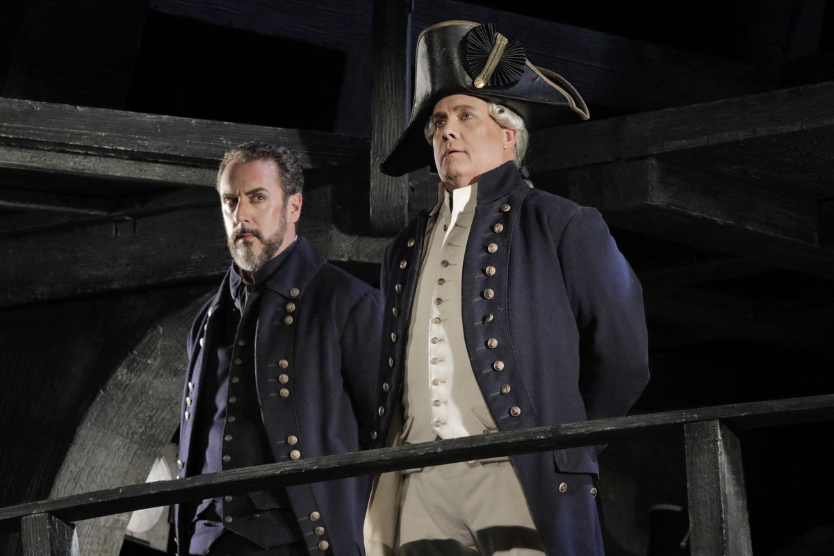 SFOpera's tweet image. Tonight, set sail on enemy waters — not knowing if the bigger threat is aboard your very ship. 

It's opening night for Benjamin Britten's masterpiece "Billy Budd," with an all-star cast featuring @johnchest, William Burden, and @vanhorncvh. Don't miss it! sfopera.com/billybudd