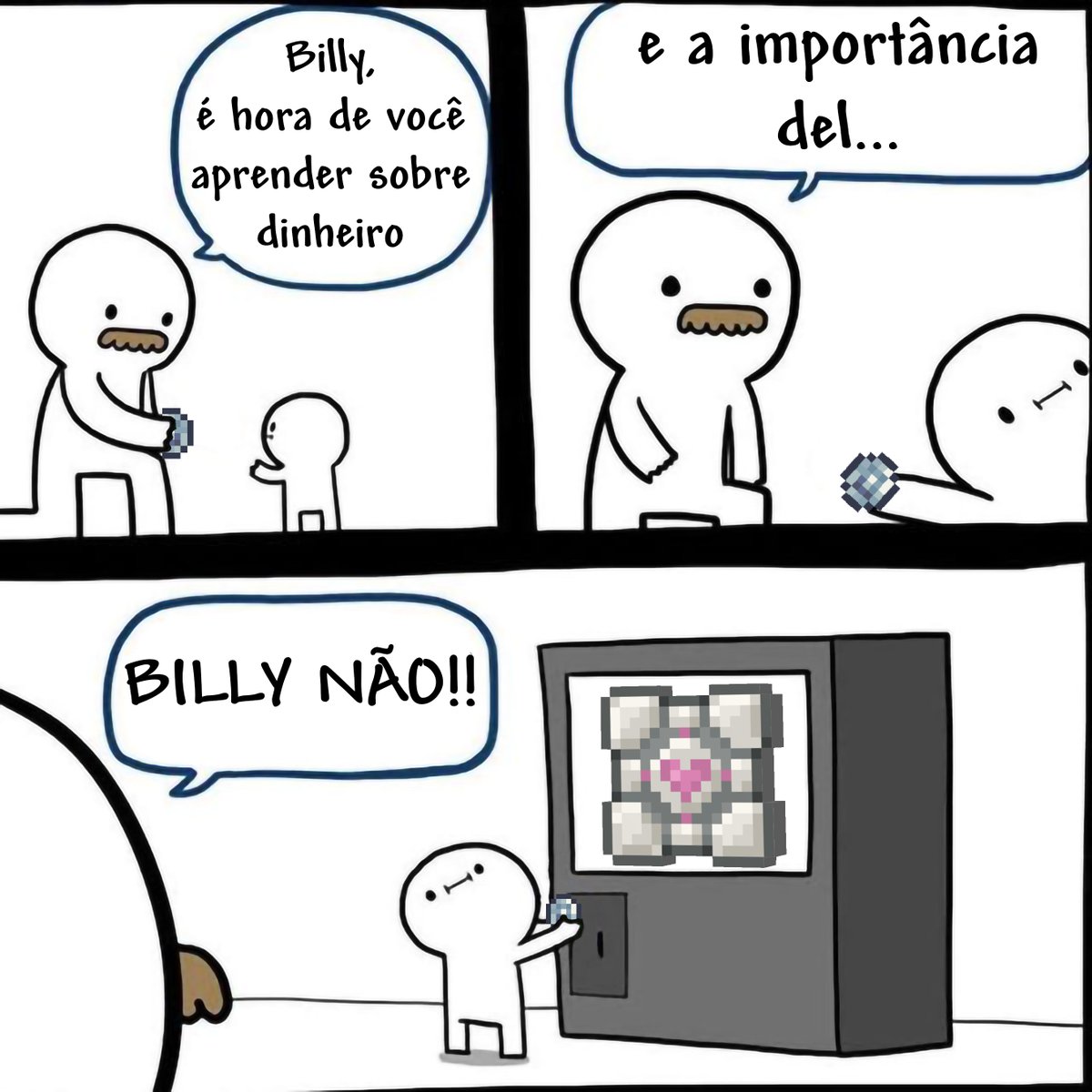 Billy gastando dinheiro com sabedoria.