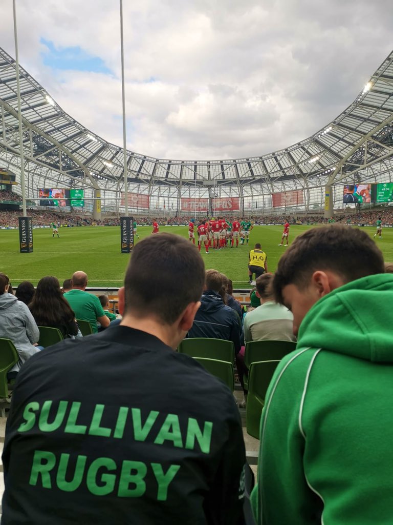 Sullivan_Rugby's tweet photo. Great time at the Ireland vs Wales match today. Great to see boys from 2nd Year to 6th Year mixing and enjoying the game. #TeamOfUs https://t.co/Njxxegt4cT