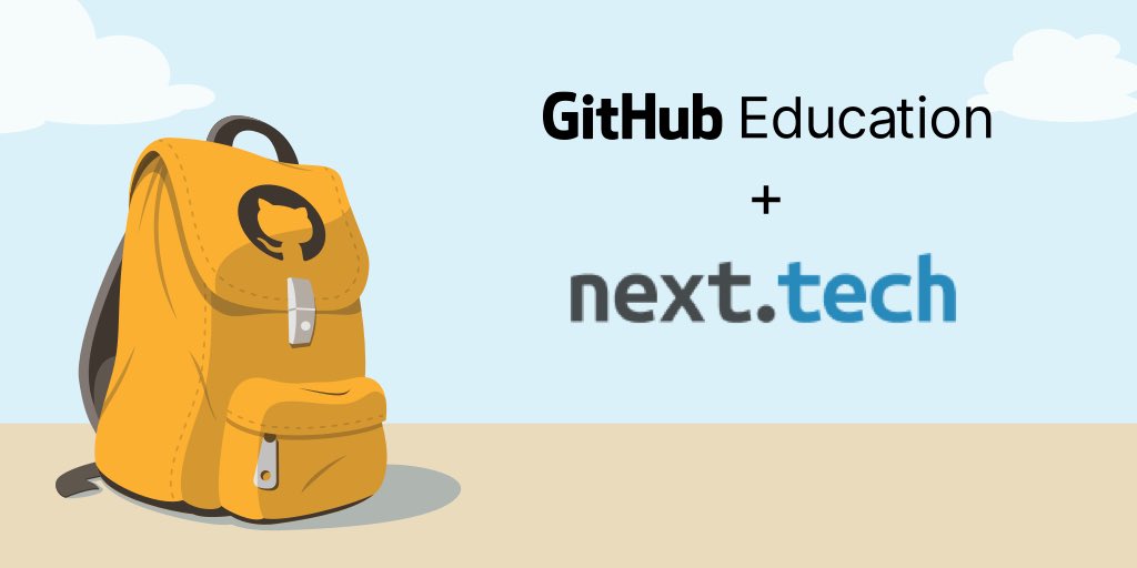 Free access to all interactive courses and cloud computing environments for 12 months. Get @nextdottech with the @GitHub Student Developer Pack today at education.github.com/pack #GitHubPack