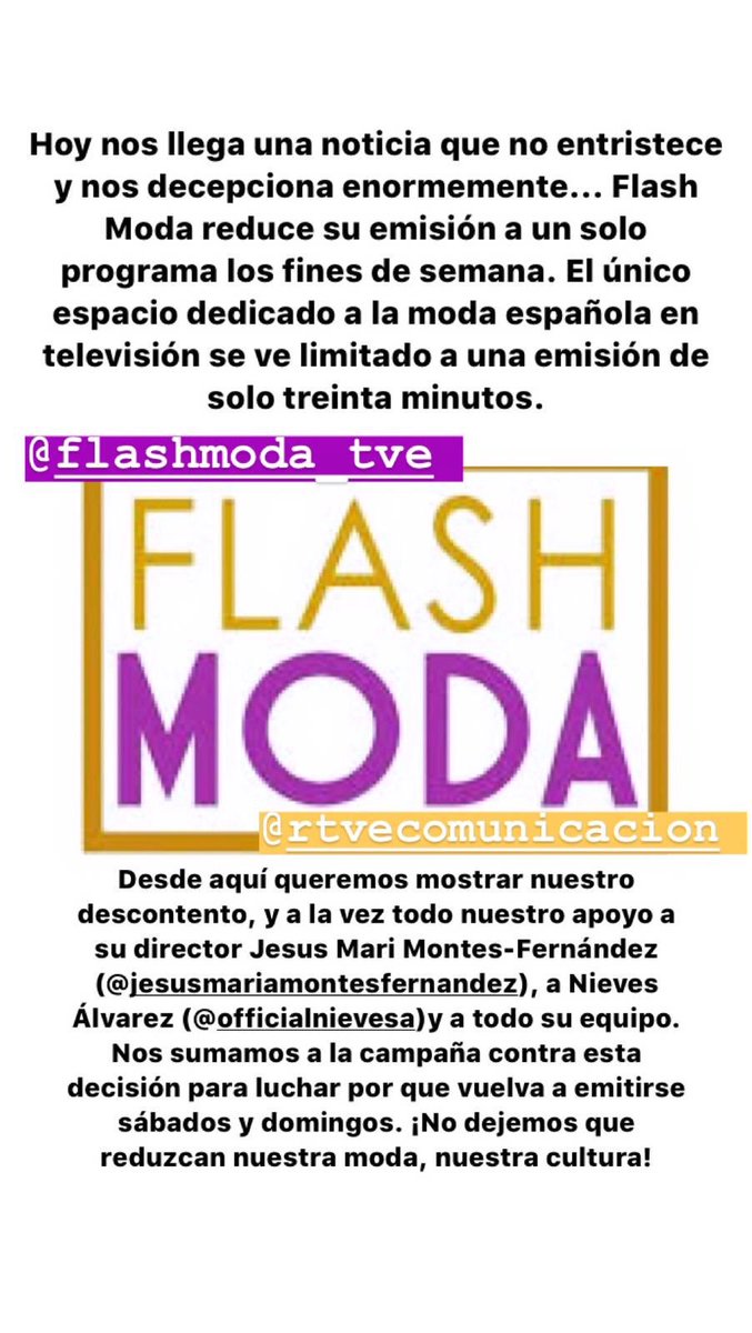 MissandChic's tweet photo. No al cierre de la emisión del programa @flashmoda_TVE de @rtve La audiencia se opone a las medidas tomadas #Moda #ModaEspana @OfficialNievesA https://t.co/Miz7VmWL1X