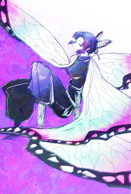 ナツコさんがTwitterに投稿した胡蝶しのぶ(鬼滅の刃)のイラスト。