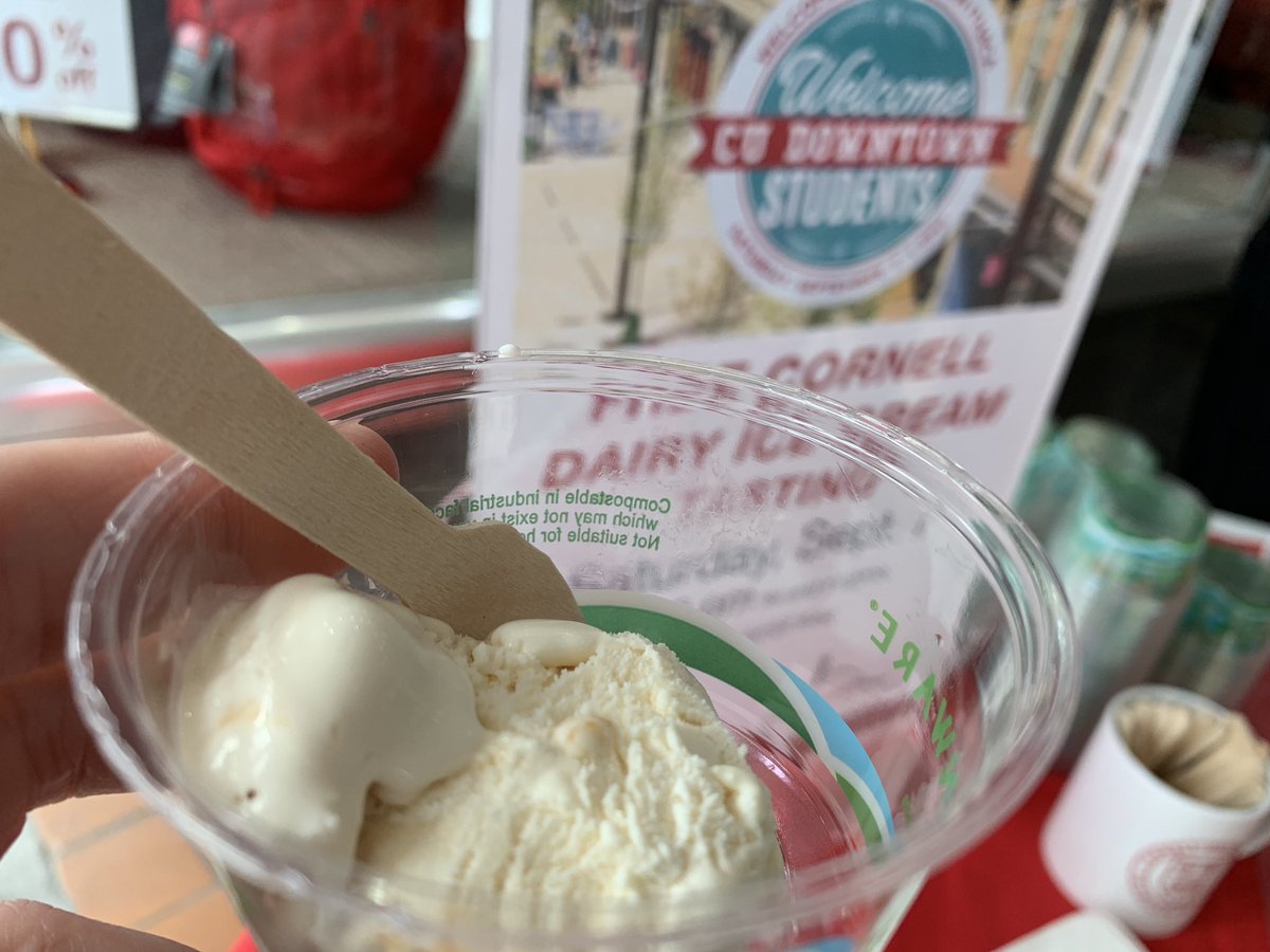 LivingAtCornell's tweet photo. CU Downtown? We’re here until 5pm with live music, free donuts and cider, Cornell Dairy ice cream samples, and special offers all over the Commons! #CornellWelcome #CUDowntown https://t.co/3GfrIyTyn5