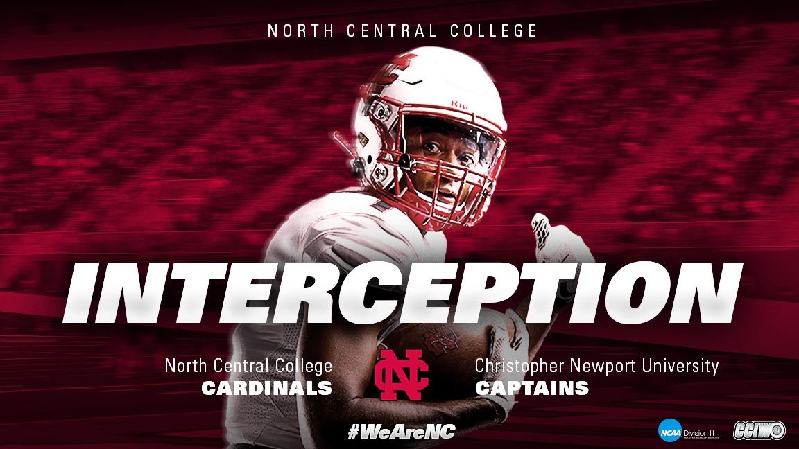 NCC_Athletics's tweet image. Jake Beesley ends CNU's 1st 2nd-half drive w/a pick! Cards' ball at the 50, 13:21 3Q. #WeAreNC #d3fb