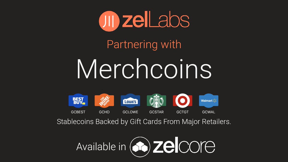 Maintain custody of gift card tokens directly in ZelCore Desktop &amp; Mobile for Best Buy, Home Depot, Lowes, Starbucks, Target, Walmart, with more to come! #ZelLabs <a href="/merchcoins/">Merchcoins</a> $ZEL