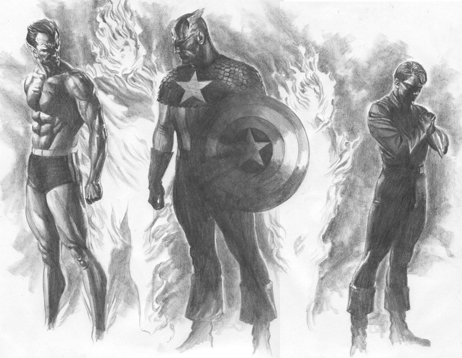 ImperiusWrecked's tweet photo. Invaders art by Alex Ross #comicart #marvel #namor #CaptainAmerica #buckybarnes #humantorch #tororaymond https://t.co/E7ILzyS5RS