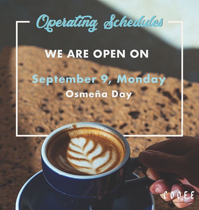 cooeeph's tweet photo. Our doors are open this Monday, September 9! .
.
Swing by the cafe and have fresh cup of coffee or a hearty smoothie bowl! ☕️🍲
.
.
#cooeeph https://t.co/YIwQkBJCdu https://t.co/FRAvdthFrn