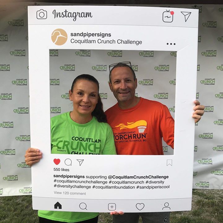 SandpiperSigns's tweet photo. Join your local #coquitlam residents at the @coquitlamcrunchchallenge . All contributions going to the @coqfoundation for #diversity . Don’t forget to get a picture with the #sandpiperselfie frame! https://t.co/dRMX2xs8YF