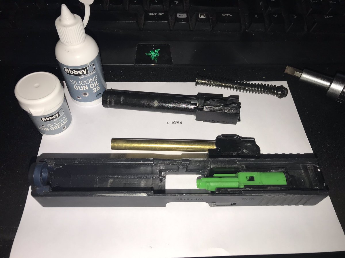 blackhawkso's tweet photo. Getting ready for game day with some long overdue maintenance #airsoft #we17 #abbeyGunSolutions https://t.co/P96A1R9mBg