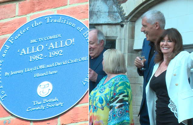 Sitcom stars say 'Allo 'Allo to Blue Plaque marking filming in #Norfolk. <a href="/vickimichelle/">Vicki Michelle MBE 💙</a> <a href="/LynfordHall/">Lynford Hall Hotel</a> 

itv.com/news/anglia/20…
