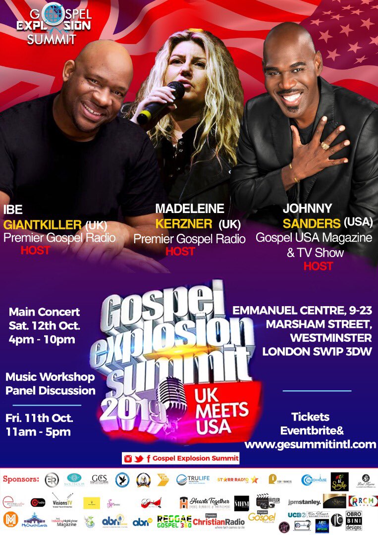Back2BackPRGlbl's tweet photo. Meet our Gospel Explosion Summit Hosts/Emcee’s👇 ‼️EMCEE’S/HOSTS

Tickets are available via this link:
https://t.co/PyEQFWWscZ

#GOSPELEXPLOSIONSUMMIT2019  #UKMEETSUSA #GES2019 #LONDON #EMMANUELCENTRE #ARTISTS #BACK2BACKPR  #ERMANAGEMENT #GOSPEL  #CHRISTIAN https://t.co/1znA7hnpkX