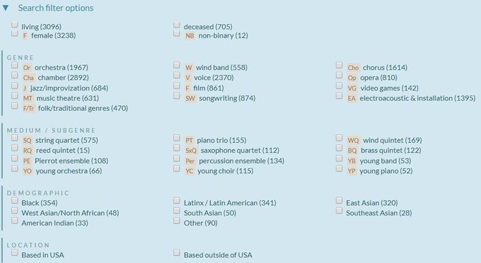 Looking for ways to broaden your repertoire? Check out the Composer Diversity Database, developed by ASCAP award-winner @robdeemer chair of the <a href="/NAfME/">nafme</a> Council for Music Composition: composerdiversity.com @ComposerProject