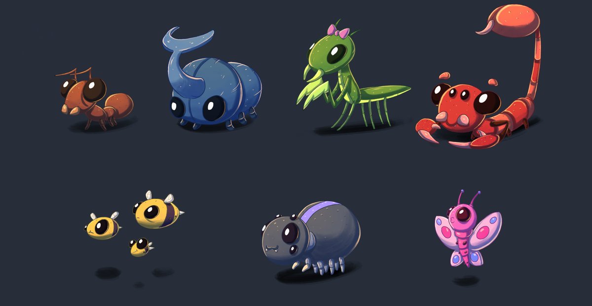 SealguinS's tweet photo. Some more buddies progress! More underway and on to create nature in all it's cutsey glory! #indiedev #nature #savetheplanet #indiegame #insects #polar https://t.co/VA4PRbQPPP