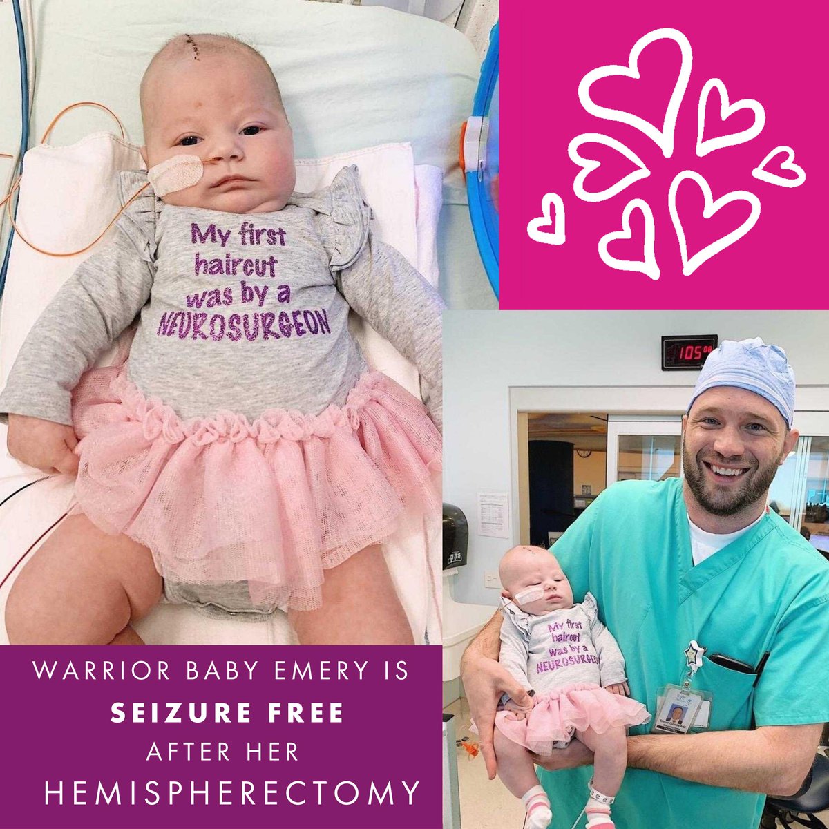 It's a Blessed day each time we receive such GOOD NEWS: Warrior Baby Emery is #SeizureFree ever since her Hemispherectomy surgery! Share our joy in the comments 👇