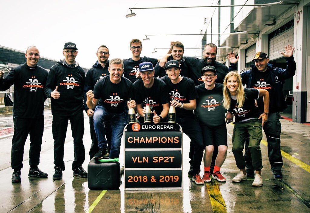 Tough conditions on the <a href="/nuerburgring/">Nürburgring</a> today, even so <a href="/NettMotorsport/">Team Euro Repar</a> secured another win SP2T to take their second #VLN title 🤾🏼‍♂️🏆🇩🇪 congratulations guys! 😄 Thanks <a href="/20NINESports/">20NINE Sports</a> &amp; <a href="/BradleyPhilpot/">Brad Philpot 🏎🏁</a> for inviting me 🙌🏼