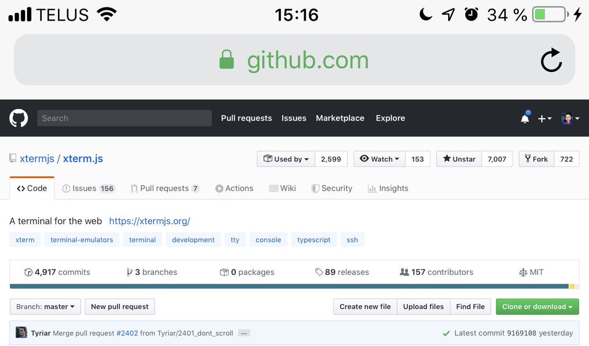 Luxcium_'s tweet photo. @Tyriar You said 7 away from 7K well I did it  7007 is 7 more stars away from 7000 !!! (I am a @TypeScript Worshipper therefore #Vscode is the temple of my faith and  #XTERMJS is the Chapel 💒 inside the temple where all the good stuff gets accomplished (tanks to st. @npmjs)!🇨🇦🍑🤓🐍🦋🍆 https://t.co/scpItFspWA