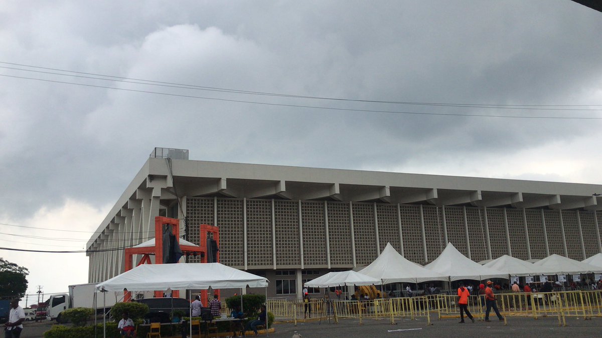 JANewsNetwork's tweet photo. Overcast skies at the PNP Presidential election but the spirits of both camps are high and bright. #PNPDecides #JNNlive https://t.co/XOfRfewrWV