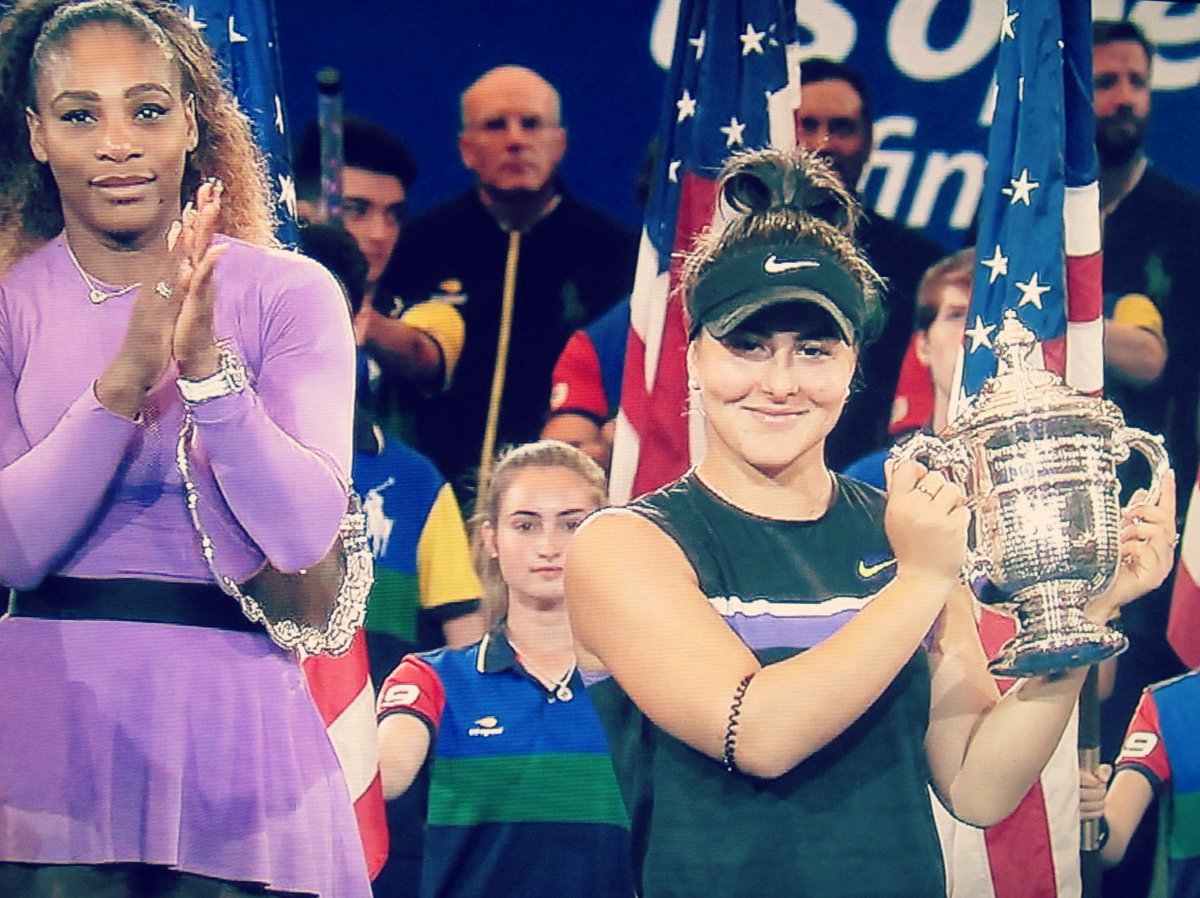 RiderOut's tweet photo. THIS is the New Face of Canada 🇨🇦... congratulations @Bandreescu_ on beating #SerenaWilliams. That was the best #Serena has played and you dominated her... Nicely Done!! #SheTheNorth https://t.co/TsoODddZnv