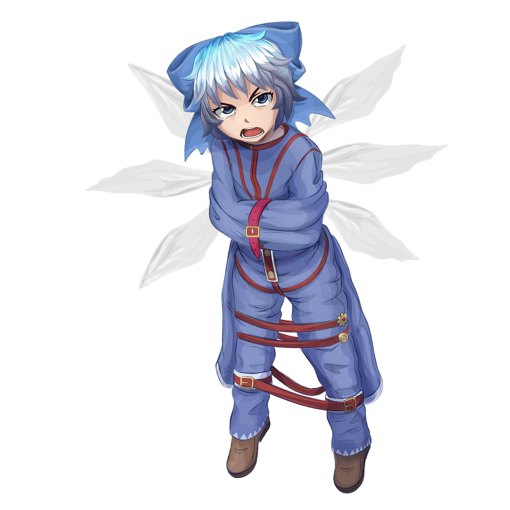 管理人 創作物拡散bot 過去絵だけど 依然診断メーカの東方お題メーカーで出されたお題 拘束着 チルノ