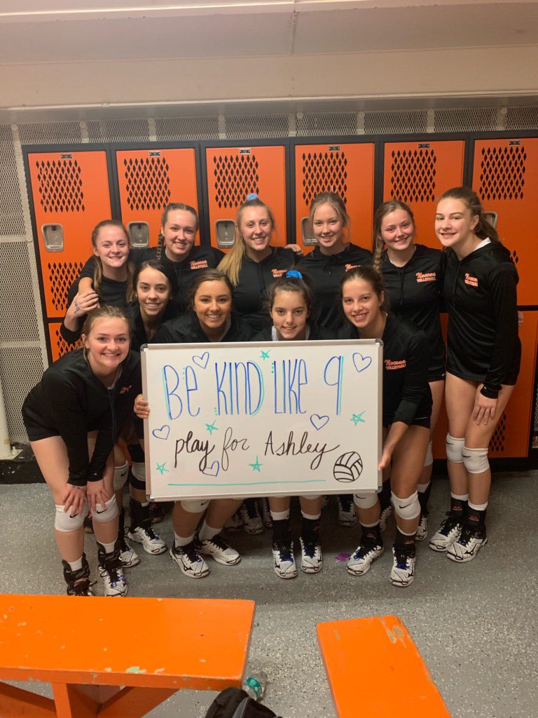 NoconaVB's tweet photo. In memory of the fallen Boyd Lady Jacket #9 Ashely Fout. We may all be opponents on the court but we are ALL on the same team. May the Lord be with Boyd during this time. @boydladyjackets https://t.co/4OEnKcnaOA