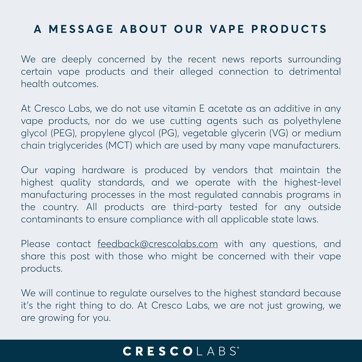 A message to our community.