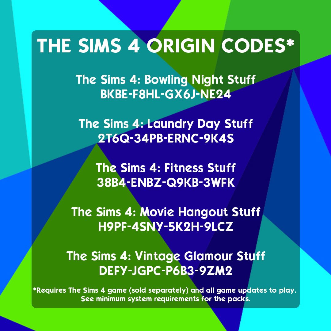 The Sims 4 Expansion Origin EA Codes