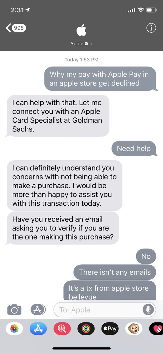 Tried to use Apple Pay and Apple Card in an Apple Store... guess what it didn’t work. 😝 The messaging based customer service is nice however after 5 tries in 20 min, I had to use a traditional credit card to finish the transaction in 10 seconds.