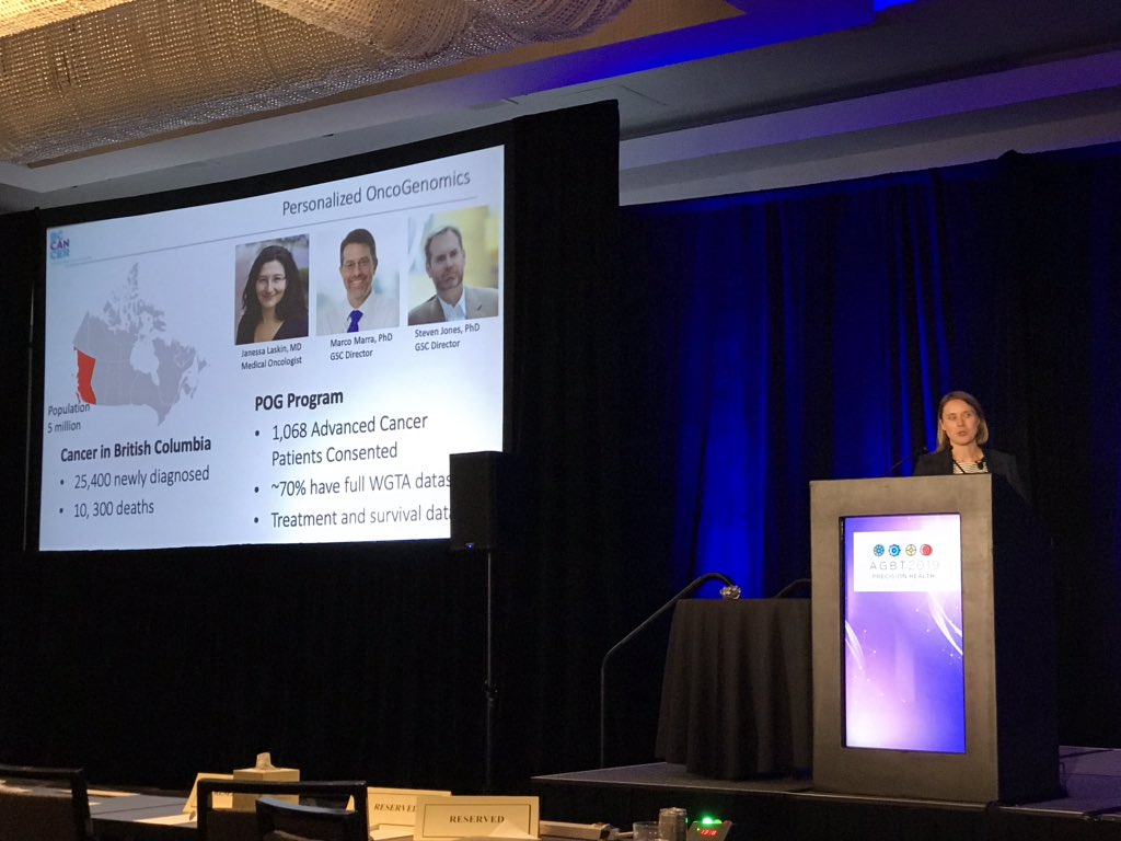 DNAziz_'s tweet photo. Laura Williamson from the Genome Sciences center, Vancouver providing insights into the Personalized OncoGenomics (POG) project #AGBTph19 @BCCancer_GSC https://t.co/BZVY0cwikM