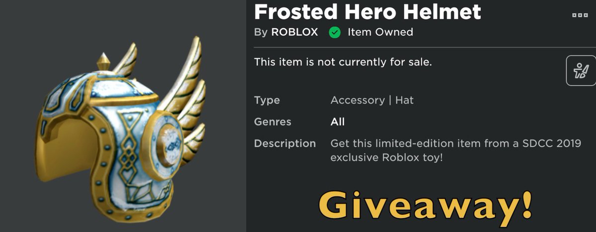 Lilygiveaways On Twitter One Extra Sdcc Frosted Hero Helmet Code - roblox teapot hat id