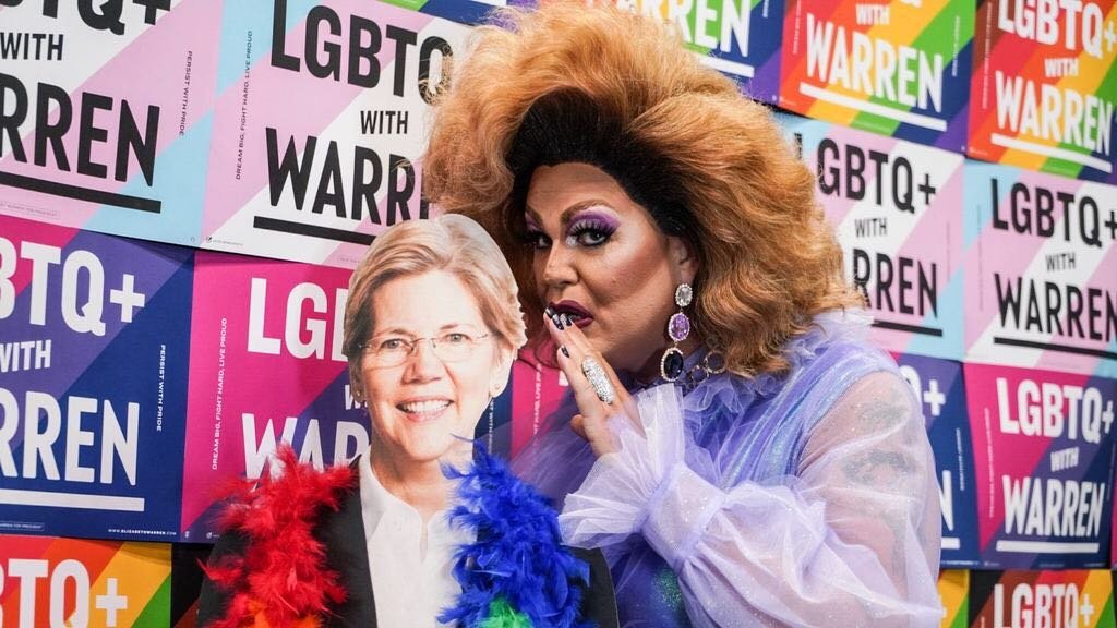 Elizabeth Warren supporters at Drag Con. 