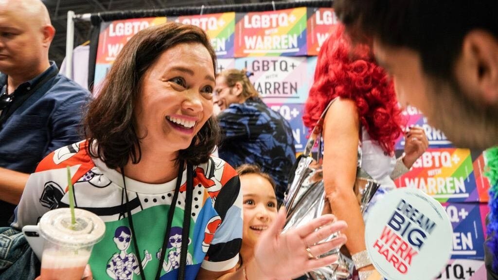 Elizabeth Warren supporters at Drag Con. 