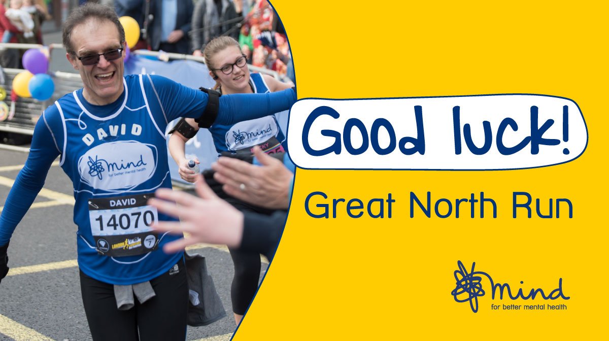 Sending so much good luck to everybody taking part in the #GreatNorthRun today. Thank you for helping us make sure that no one faces a mental health problem alone. #TeamMind