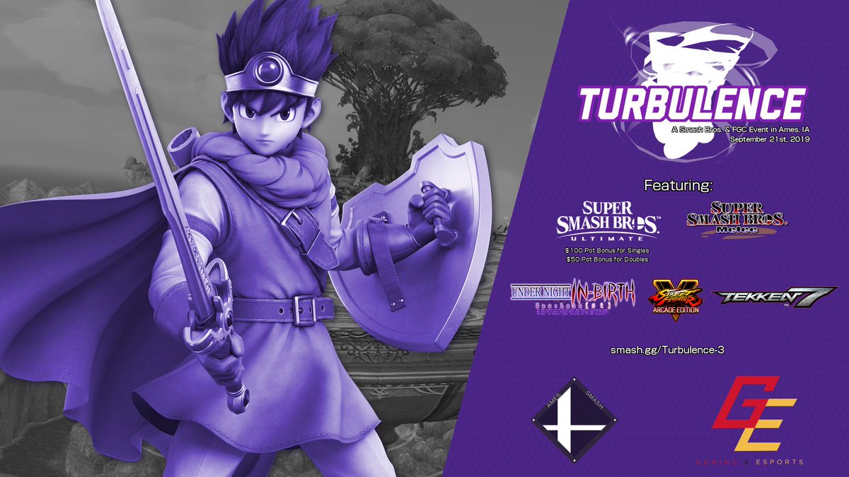 Ames_Smash's tweet photo. Turbulence 3 is on September 21st. 5 games, 6 events, and a pot bonus for both Ultimate events!

https://t.co/bXxHcZmDrt https://t.co/IauAVTBJoY