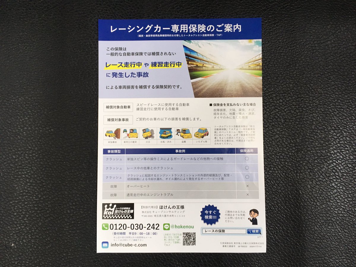 트위터의 Gosse 님 自動車任意保険 変更 今までの常識 サーキットでの事故に保険は使えないを打破 街乗り サーキットまで対応できる 東京海上日動火災保険 現在の等級次第ですが 思ったより高くない