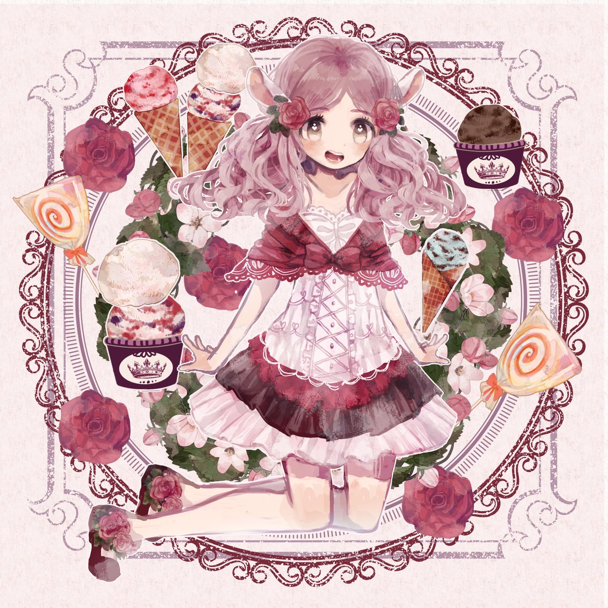 「?アイス屋さんのケモミミ少女シリーズ? 」|すぴか🌙イラスト集BOOTH通販のイラスト