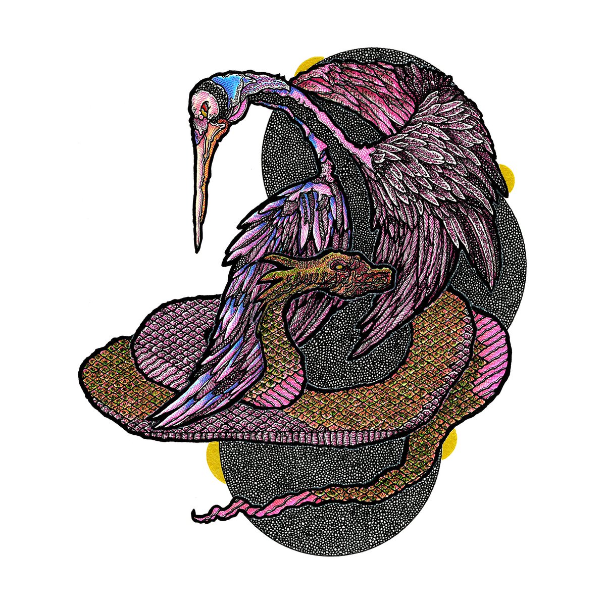 of Thought &amp; of Senses #snake #dragon #stork #heron “now this occasion is either external, thus  an impression of the senses, or internal, thus itself also a thought which introduces another thought by means of association “ #will #representation #art #illustration