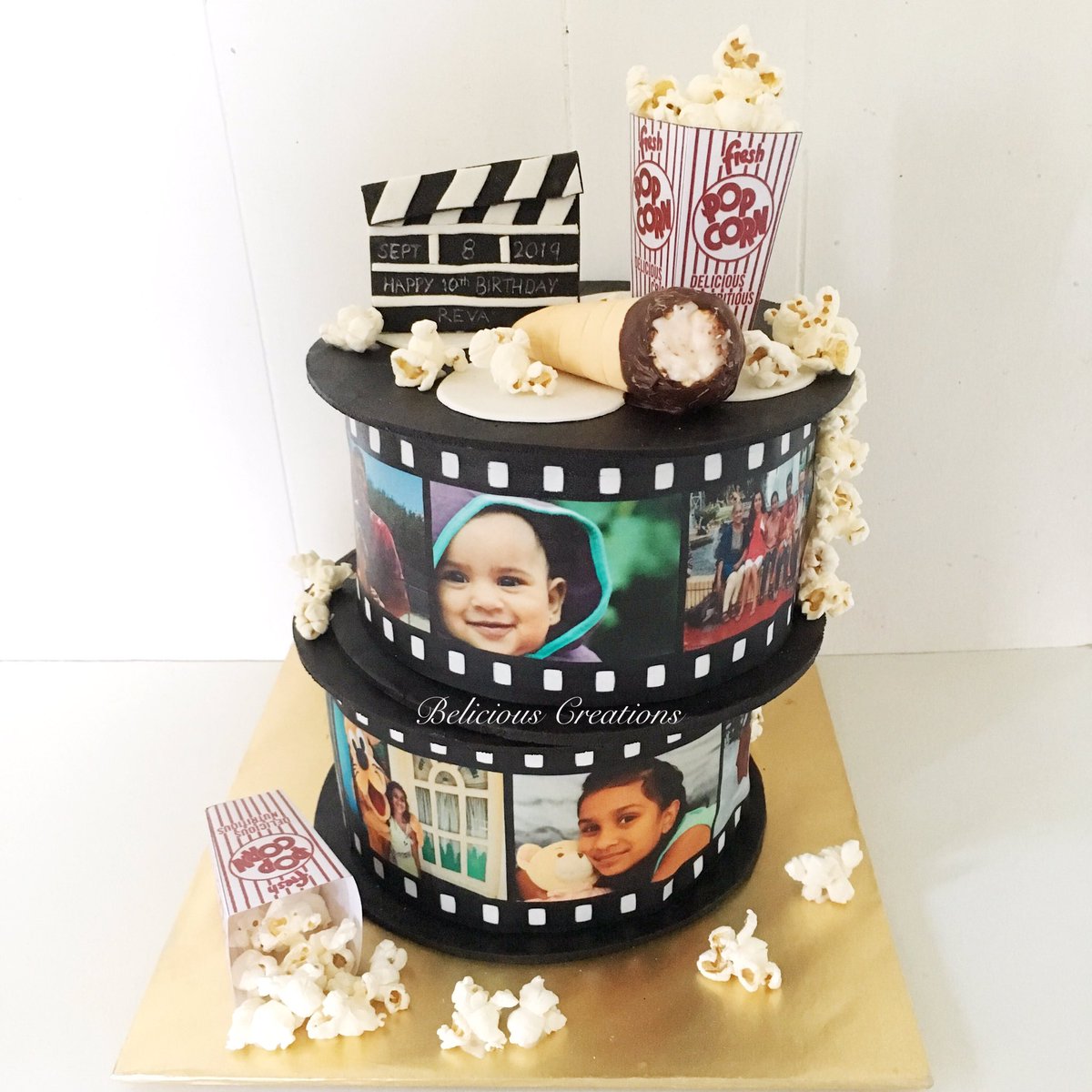 bel_creations's tweet photo. A film roll themed birthday cake for Reva’s 10th Birthday.                                   #birthdaycake #movie #film #beliciouscreations #action #popcorn #cake #choctop #ediblephotos #ediblecreations #birthday #celebration https://t.co/t8Em0RzMS3