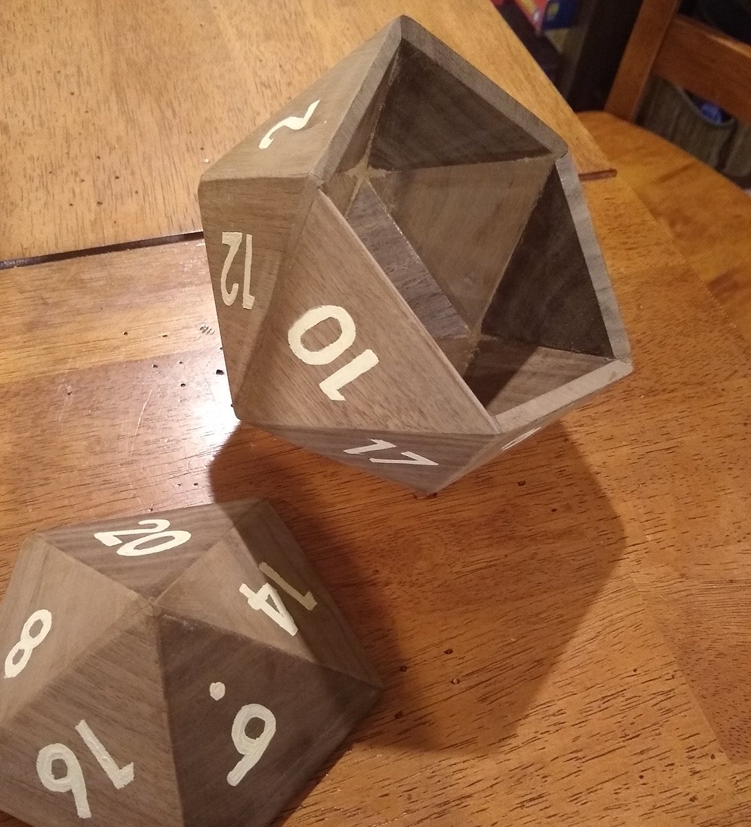 VorpalPen's tweet image. Making a thing. #d20 #nerdCraft #walnut #diceBox