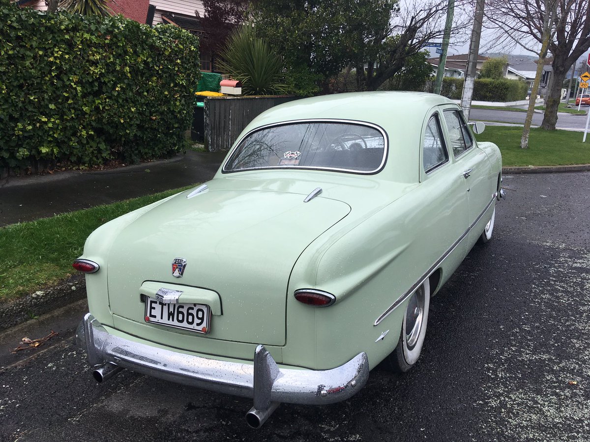 Poppenz's tweet photo. https://t.co/Ld8tN598ti. Not enough Petrolheads on Pointyhead Twitter, so...1949 Single Spinner Ford, outside Under The Red Verandah today. #UTRV https://t.co/MscbIlCaws