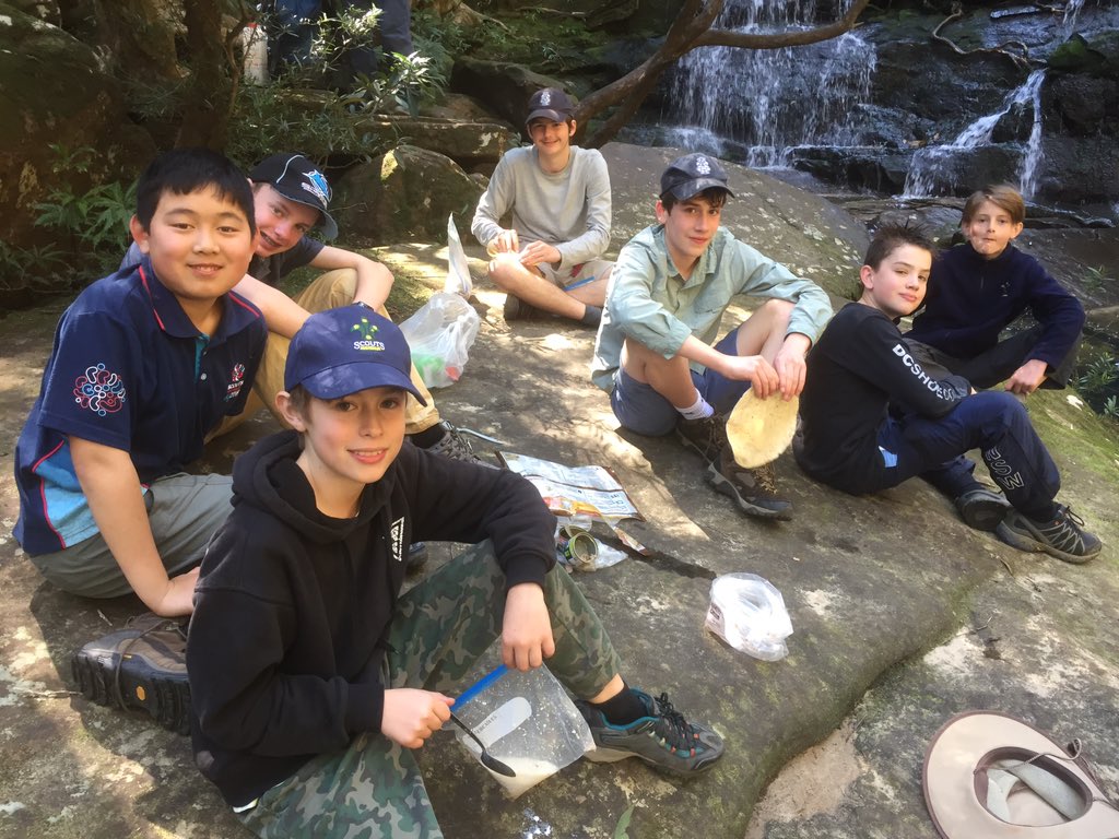 ScoutsFirst's tweet photo. Lunch at Kariong Falls. The team is in good spirits #waterfall https://t.co/sdILQ99fd4