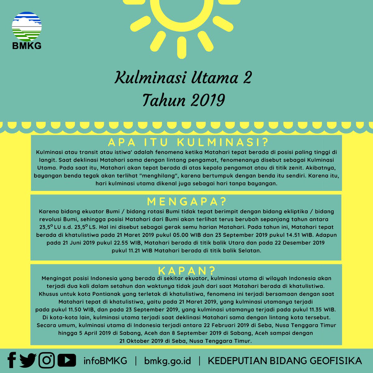 infoBMKG's tweet photo. Daftar lokasi dan tanggal hari tanpa bayangan di Indonesia 2019 dapat dilihat di  https://t.co/wwTDjbNZGq
Ini yang dimaksud bayangan matahari yah bukan bayangan........ Ah sudahlah.. https://t.co/9OLwRh4Lii