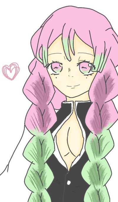 ふらいさんがTwitterに投稿した甘露寺蜜璃(鬼滅の刃)のイラスト。