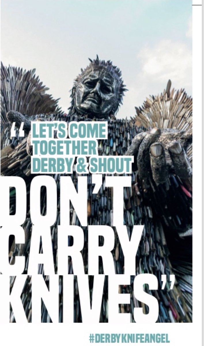RachMorrisDerby's tweet photo. Please share: We are pleased to confirm the official launch of the #DerbyKnifeAngel  Thursday 3rd October 6.15pm, all are welcome to gather outside Derby Cathedral @DerbyCathedral @DerbyCQ @DerbysPolice @DerbysPCC  @DerbyKnifeAngel  #DropTheKnifeSaveALife https://t.co/q7tB3duggB