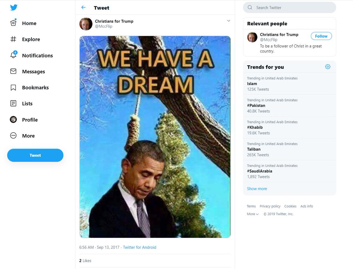 man_sdk's tweet image. Just to show you the trash this POTUS attracts
..and he gets likes
This is the guy,
Please show your distaste at him
Tweet itself (assuming it hasn't been deleted yet)
Photographic evidence for when he does try and hide it