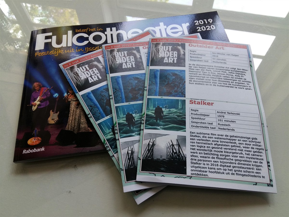 #ZONDAG | FILMDAG 
Zin in een relaxte filmmiddag? Vanaf 13.00 u kun je in het Fulco Filmhuis genieten van 2 films (€10) waaronder het meesterwerk Stalker van Andrei Tarkovsky. Deze film wordt EENMALIG vertoond, dus mis het niet! fulcotheater.nl/outsider-art-e… #IJsselstein #Utrecht